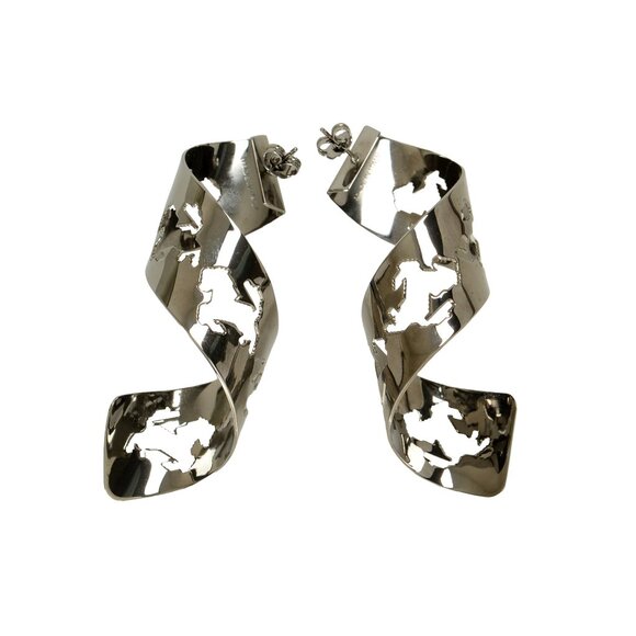 Scuderia Ferrari Spiral Pixelated Prancing Horse 100% Brass Earrings - Picture 1 of 3